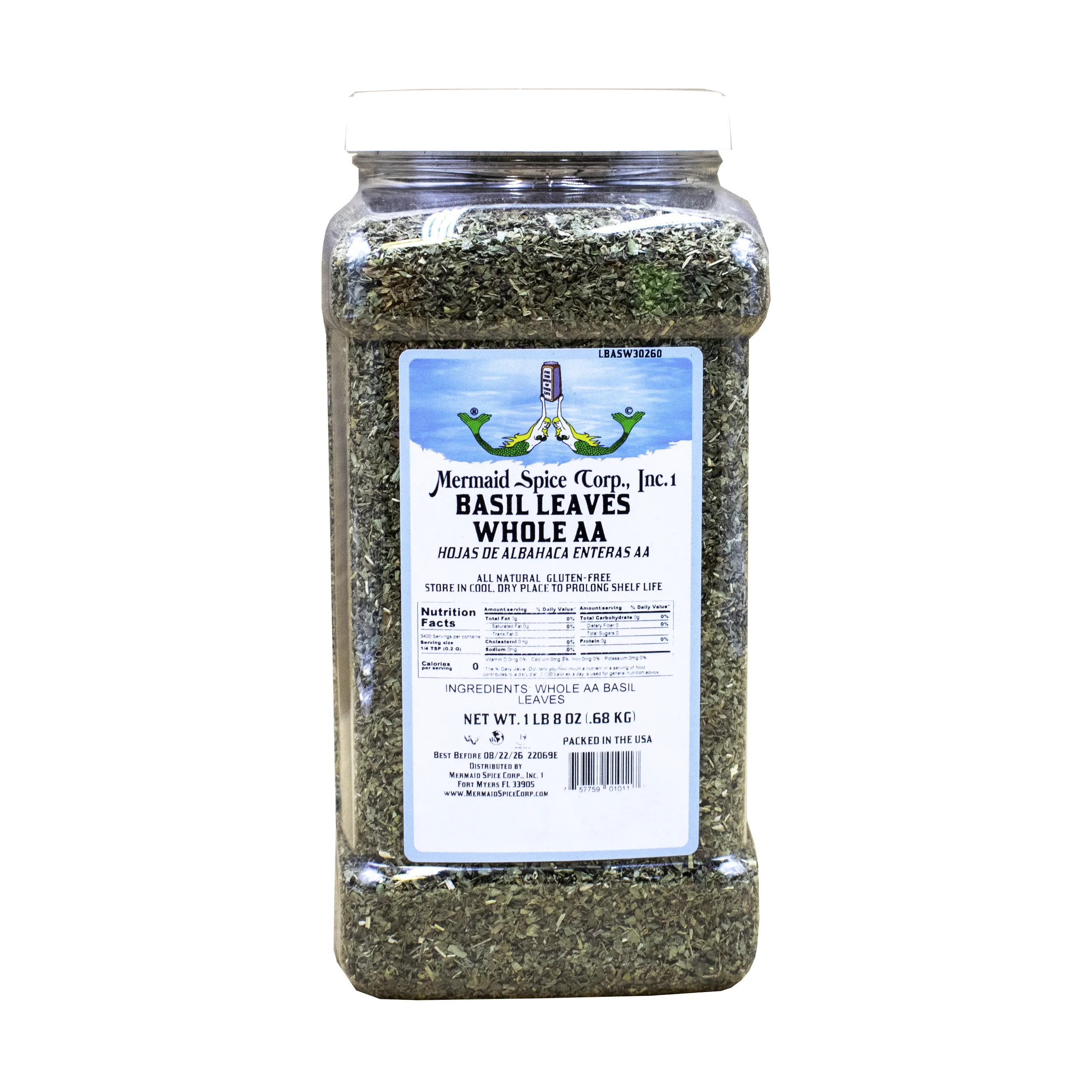BASIL LEAVES WHOLE AA 1 LB 8 OZ