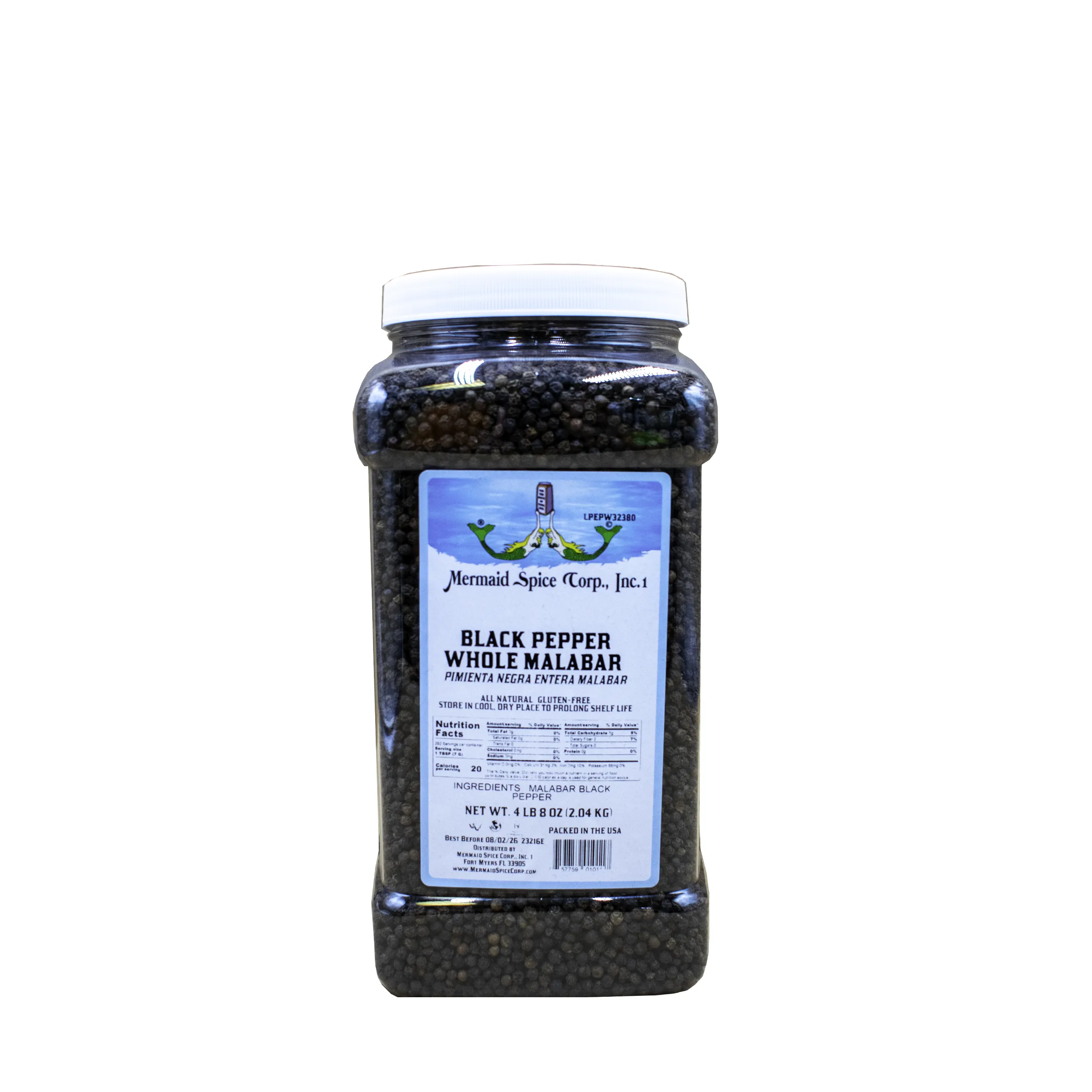 BLACK PEPPER WHOLE (MALABAR) 4 LB 8 OZ