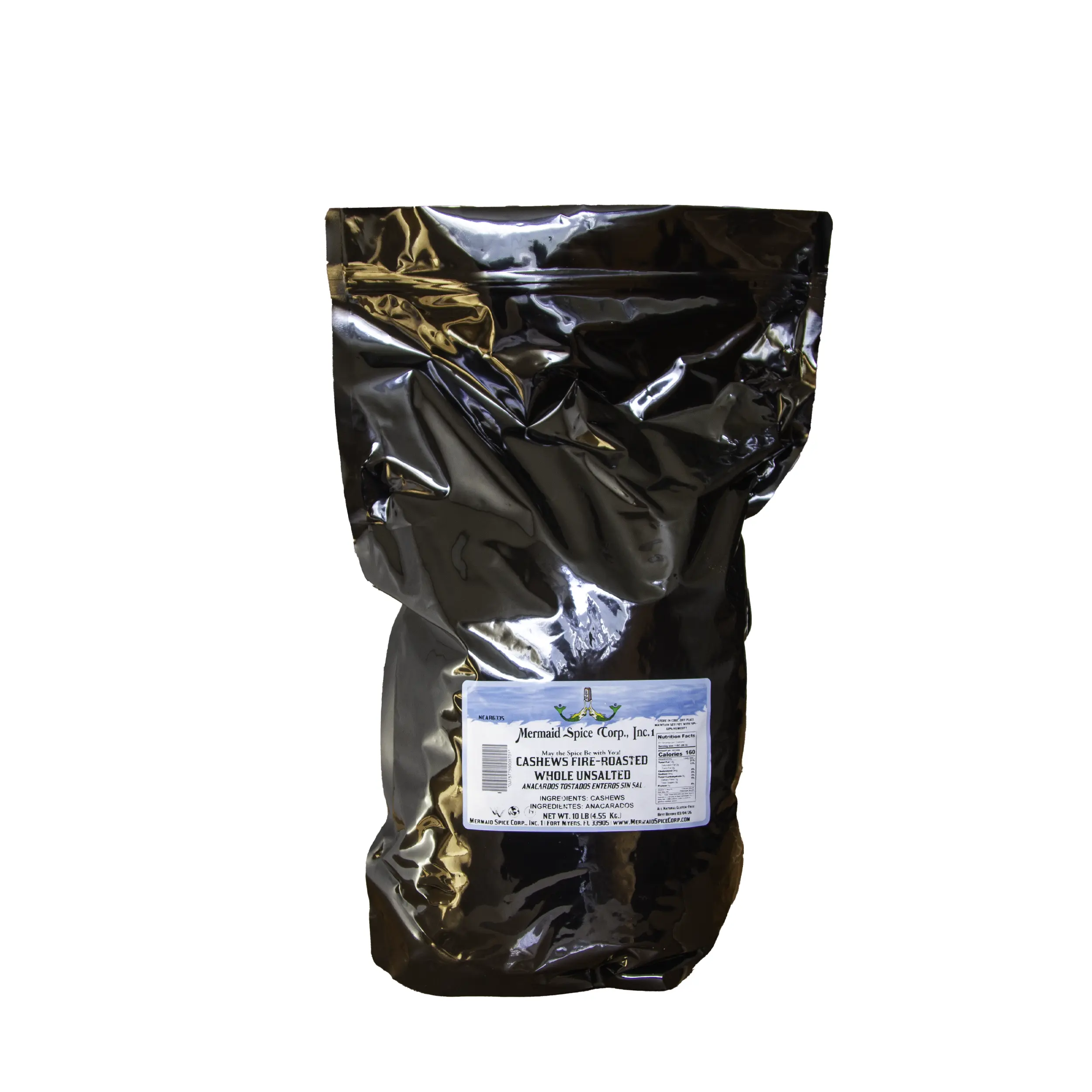 CASHEWS (FIRE ROASTED WHOLE) UNSALTED 10 LB