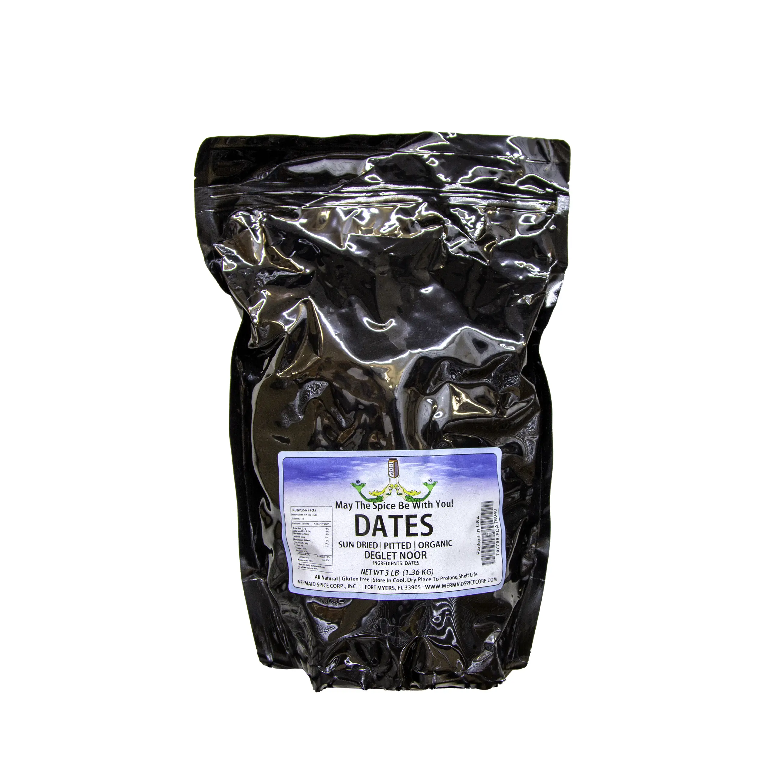 DATES SUNDRIED PITTED (DEGLET NOOR ORGANIC)  3 LB