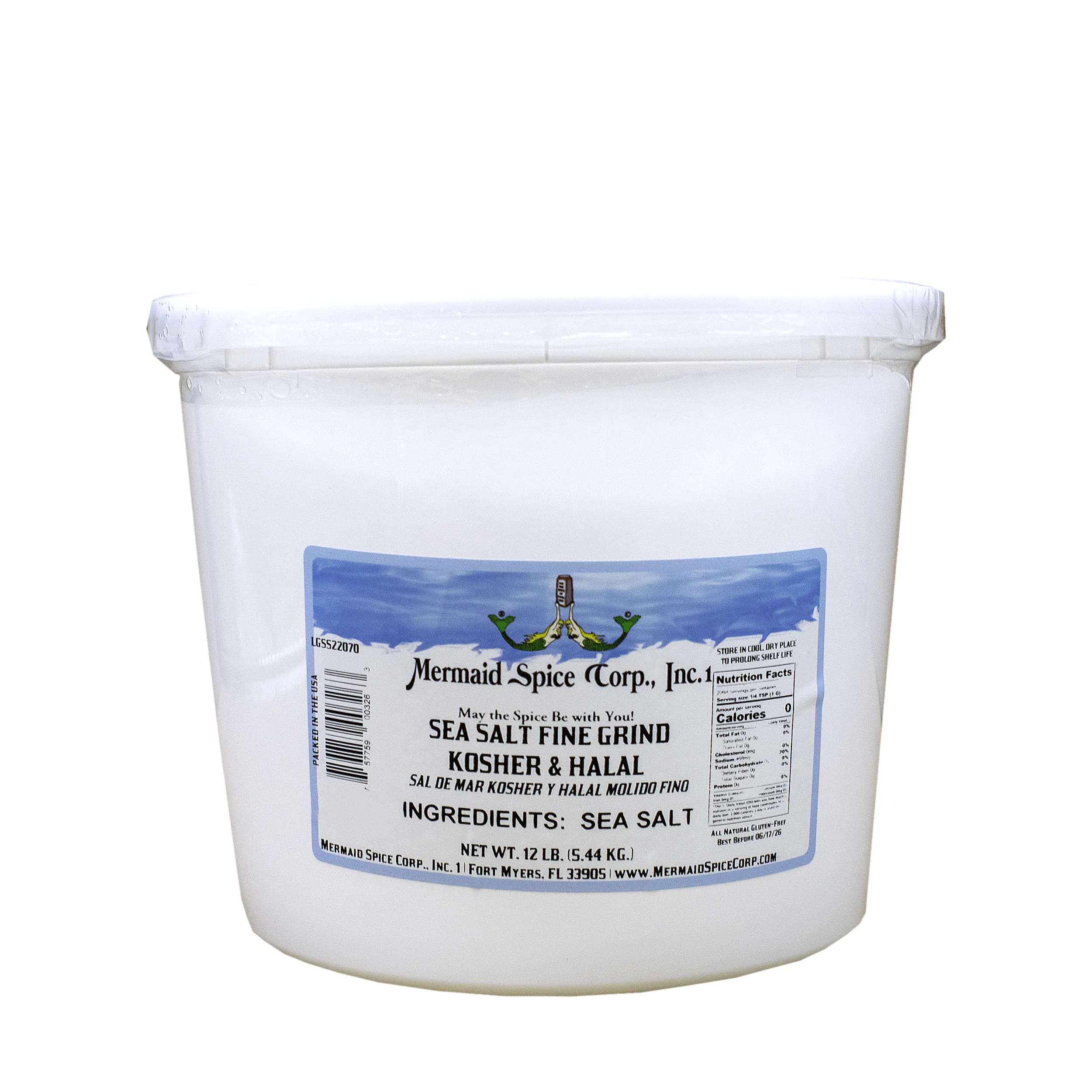 KOSHER & HALAL SEA SALT FINE GRIND 12 LB  TUB