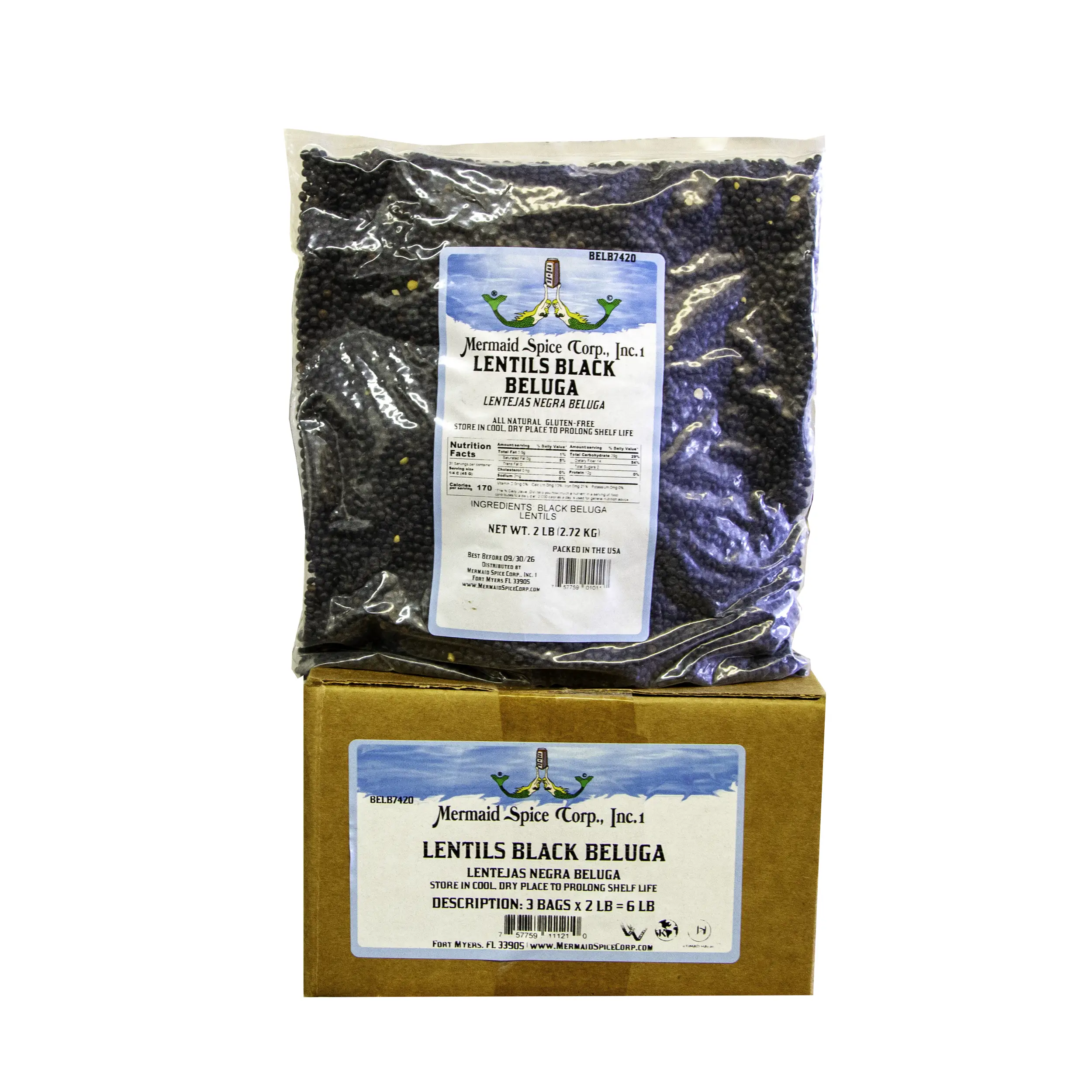 LENTILS (BLACK-BELUGA) 2 LB BAG x 3   = 6 LB