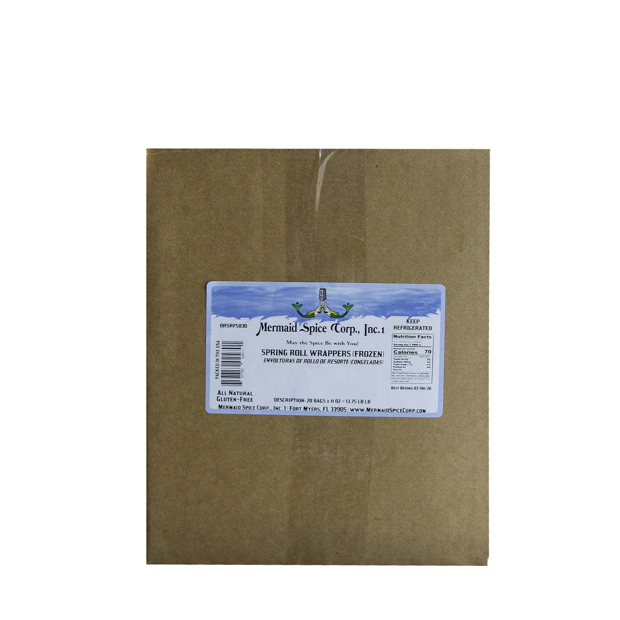 SPRING ROLL WRAPPERS (FROZEN) 20 X 11 OZ