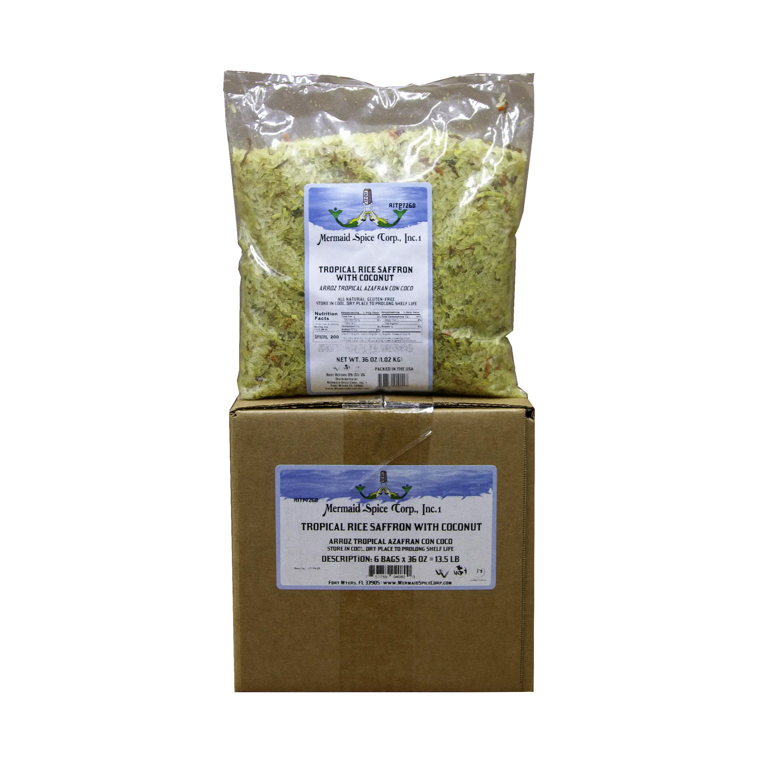 TROPICAL RICE (SAFFRON W/COCONUT) (36 OZ X 6 = 13.5 LB CASE)