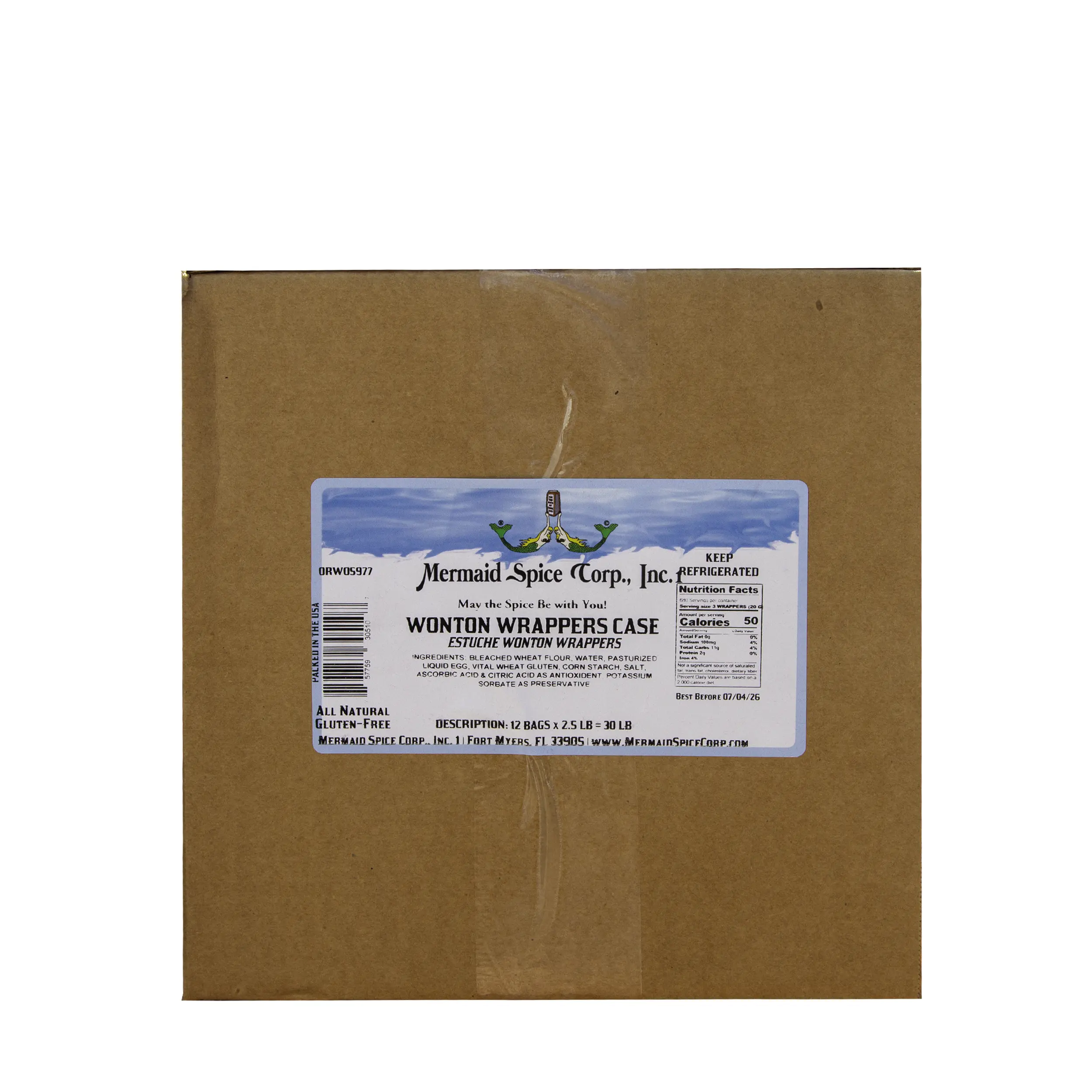 WONTON WRAPPERS CASE (2.5 LB X 12 = 30 LB BOX )