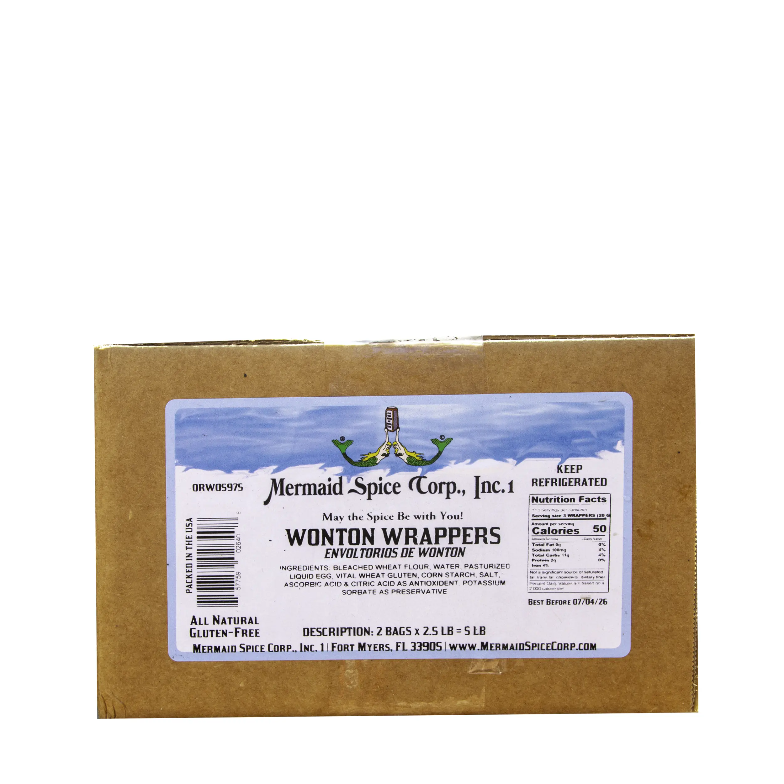 WONTON WRAPPERS( 2.5 LB x 2 = 5 LB BOX)..